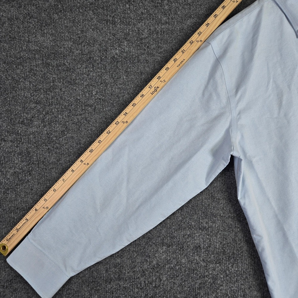 L.L. Bean Dress Shirt Mens 16-32 256513 Blue Wrinkle Resistant Button-Down Trim - Picture 14 of 14